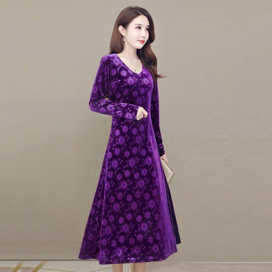 Женское осенне-зимнее платье с v-образным вырезом, плотное трапециевидной формы, облегающее платье длиной до середины икры с длинными рукавами и аппликацией, женское платье-миди