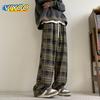 Women Men's Y2k Casual Plaid Pants Sweatpants Wide Leg Baggy Track Pants Vintage Korean Style Clothes Trousers Streetwear Men
