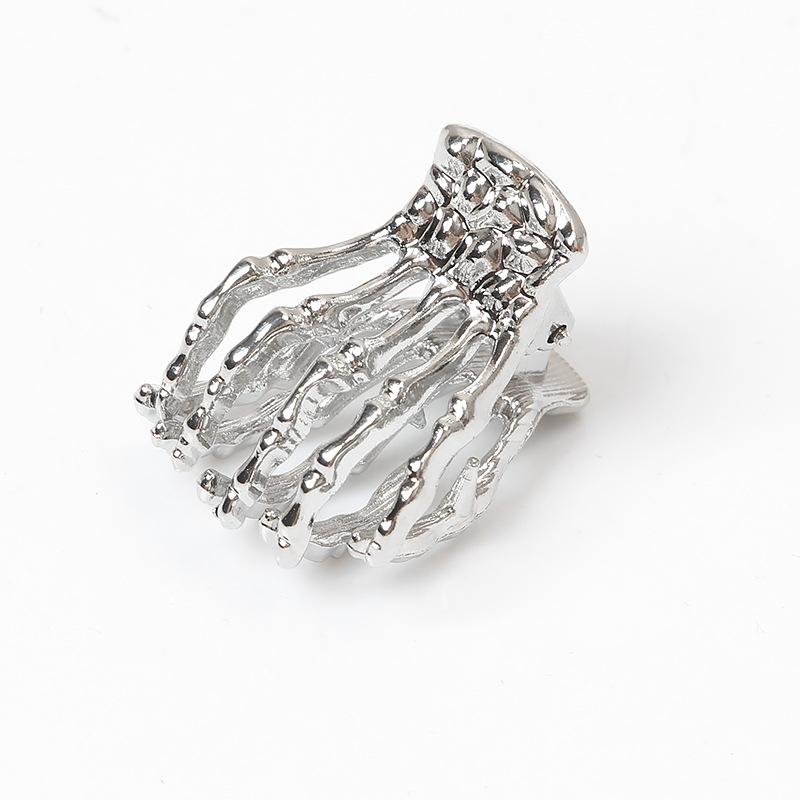 Halloween Gothic Alloy Skeleton Hand Grip Clip Girls Ponytail Bangs Hair Clip Retro Fashion Headwear Jewelry