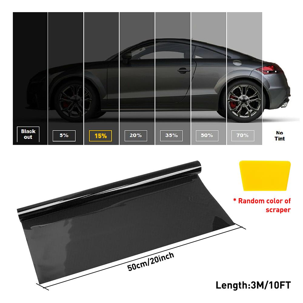 50x300cm Black Car Window Flim Privacy Sun Blocking Anti UV Window Tint Auto Home Self Adhesive Glass Tint Privacy UV Protector