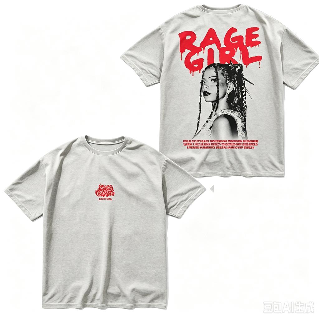 Rage Gir Nina Chuba Graphic T-shirt Men Women Oversized Loose Cotton Short Sleeve Casual Hip Hop Streetwear High Quality Female Male Clothing