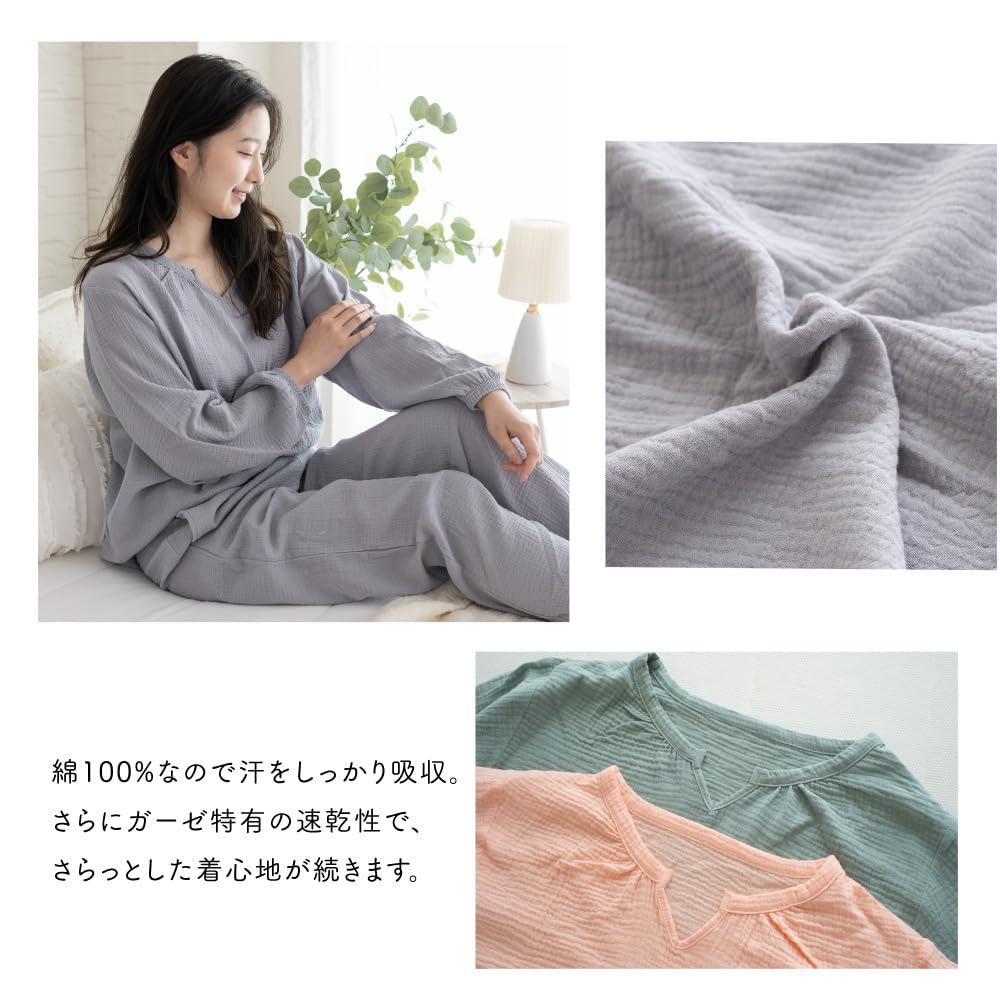 DREAM SPOT Домашняя одежда Размер Марлевая пижама Длинный Свободный Темно-синий Женский Комплект, M, Двухслойный Комплект, 100% Хлопок, Рукава, Мягкий, Посадка,