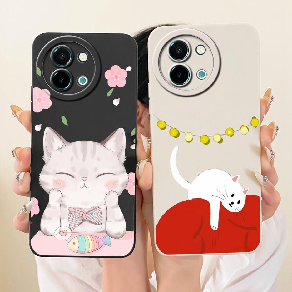 For Vivo Y38 5G Case Vivo Y58 V2355 Cute Cat Duck Cartoon Cover Soft TPU Matte Phone Case For Vivo Y38 Y 58 VivoY38 VivoY58 Bags