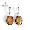 Big Size Oval 12*16mm Brazil Natural Citrine Gemstone Earring  925 Sterling Silver Jewelry for Women Nice Gift