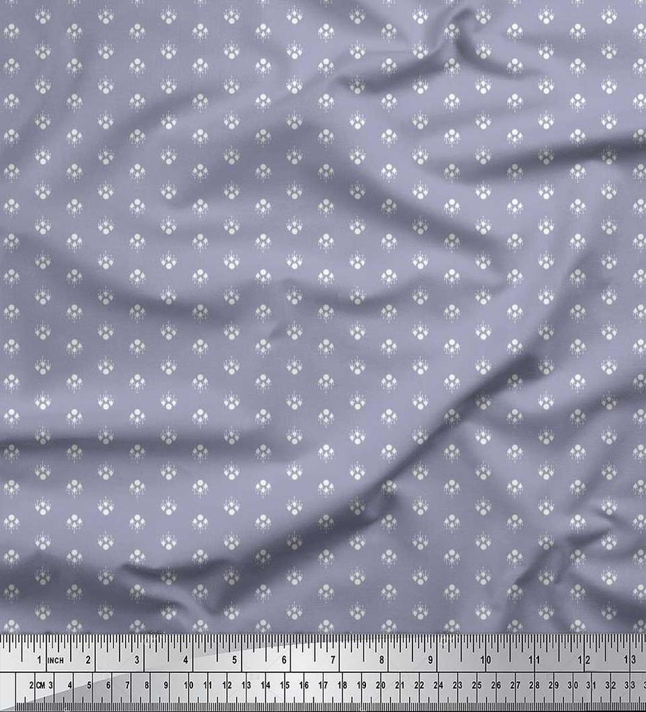 Soimoi Japan Crepe Satin Fabric Dot & Ikat Small Motif Shirting Print Fabric by the Metre 42 Inch