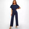 Women's Summer Button-Tie Short Sleeve Jumpsuit - European and American Style