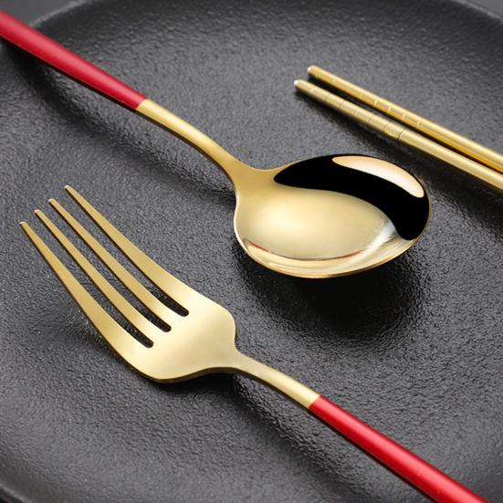 Набор столовых приборов в корейском стиле, пыленепроницаемые палочки для еды из нержавеющей стали, вилка, ложка, обеденный набор