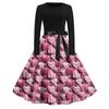 Women's Fashion Round Neck Casual Slim Valentine's Day Printed Long Sleeve Dresses