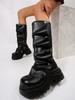 Модные Новые 2025 Женские Ботинки с Толстой Подошвой, Пряжкой и Складками, Обувь с Круглым Носком в Стиле Панк, Ботинки на Блочном Высоком Каблуке, Крутые Женские