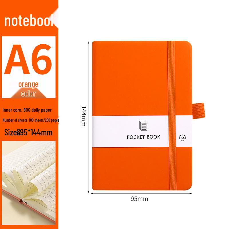 A6 Color Elastic Band Portable Notebook - Student Memo with Skin-Feel Leather Pocket Design