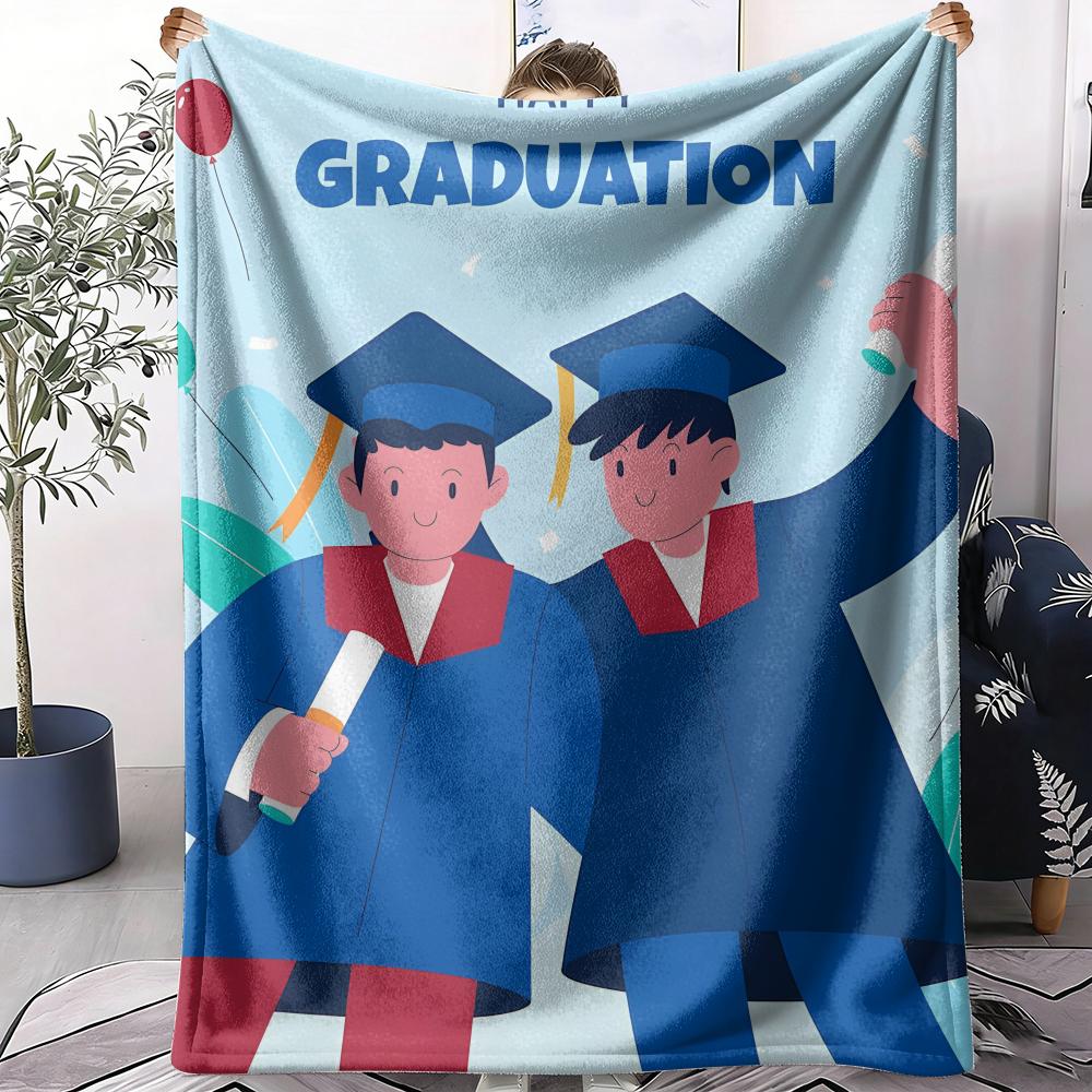 Graduation season Throw Soft Flannel AC Blanket Lightweight Summer Nap Throw Cozy Blanket for Sofa Bed Travel Home