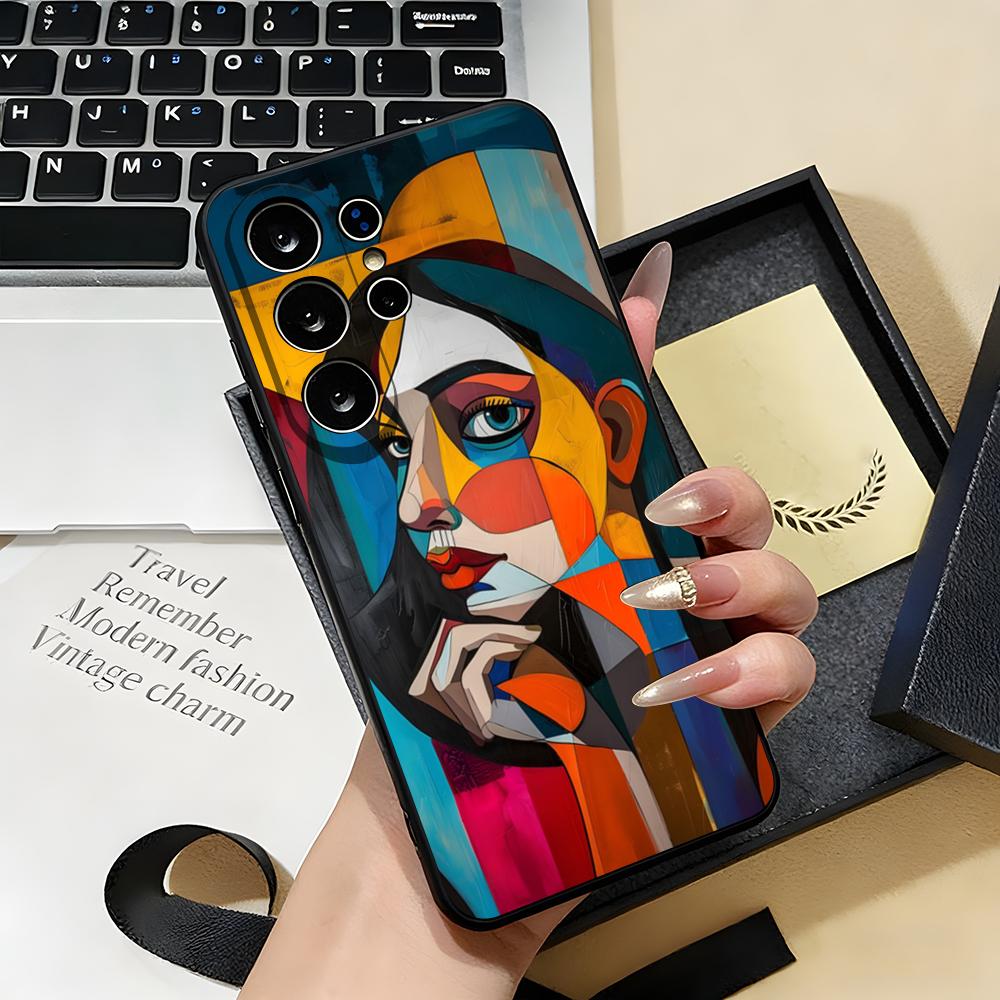 Чехол для телефона Pablo-Picasso для Samsung S26 S25 S24 FE S23 S22 S21 Plus S20 Ultra Note20Ultra Черный Мягкий