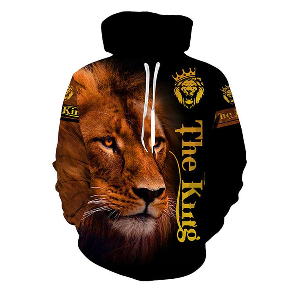 Весенне-осенняя модная мужская толстовка с 3D принтом льва, уличная одежда, одежда для пар, пуловеры с длинными рукавами для бега, повседневный спортивный костюм
