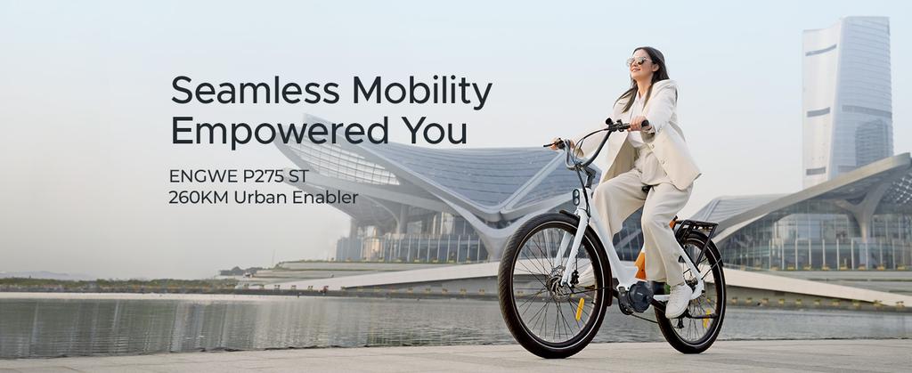 Электровелосипед ENGWE P275 ST 250 Вт, средний двигатель 36 В, 19,2 А·ч, женский электровелосипед, 27,5-дюймовая антипрокольная шина, городской электровелосипед для поездок на работу