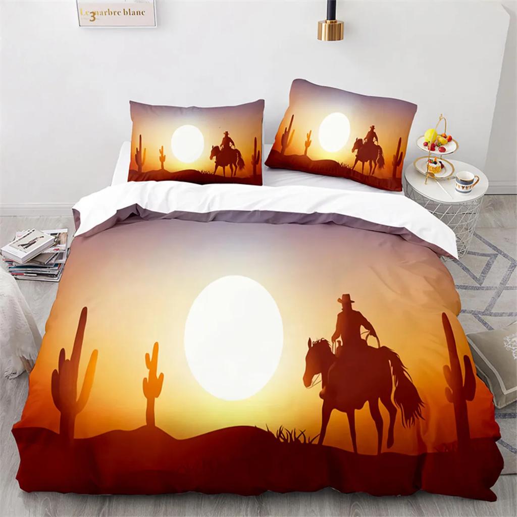 Мягкое постельное белье с принтом кактуса Тропическое пустынное растение Горный восход Микрофибра Удобное покрывало для одеяла для детей Десятки для украшения спальни Кинг