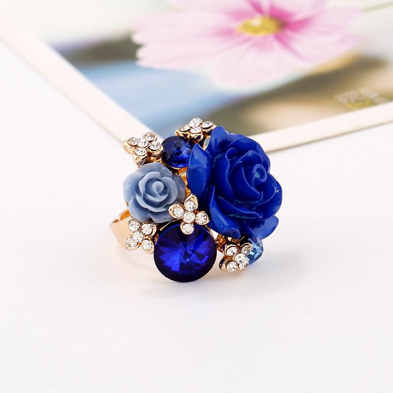 Retro Original Exaggerated National Wind Butterfly Rose Ring Crystal Bohemian Alloy Jewelry Women Gift