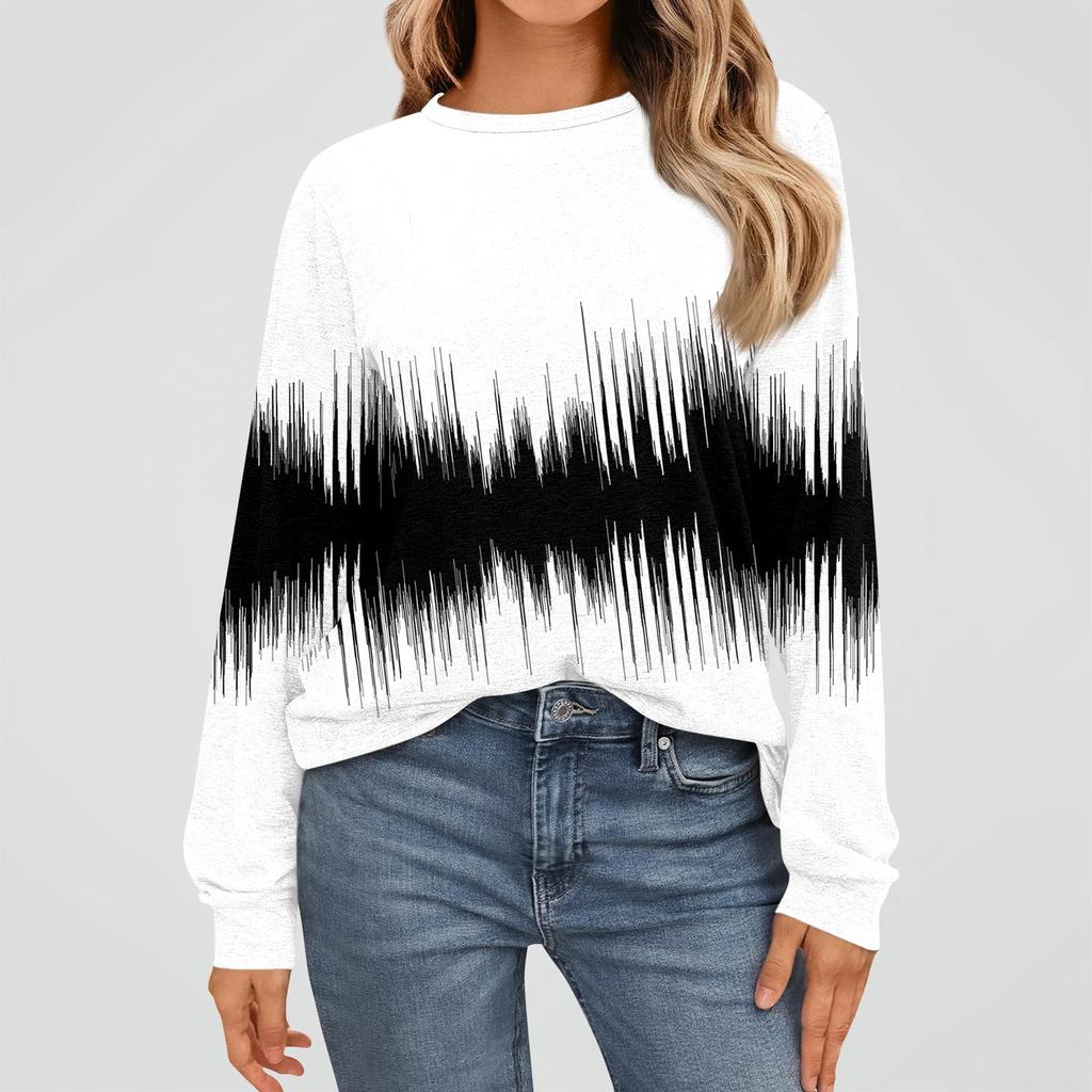 Women's Fashion Long Sleeve Shirts Loose Fitted Crewneck Basic Tops Casual Outfits