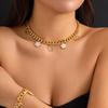 Fashion Colored Five-leaf Clover Flower Tassel Pendant Geometric Metal Stainless Steel Chain Necklace Bracelet for Women Jewelry