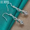 925 Sterling Silver Zircon Geometry Drop Earring for Woman Lady Wedding Engagement Party Fashion Jewelry