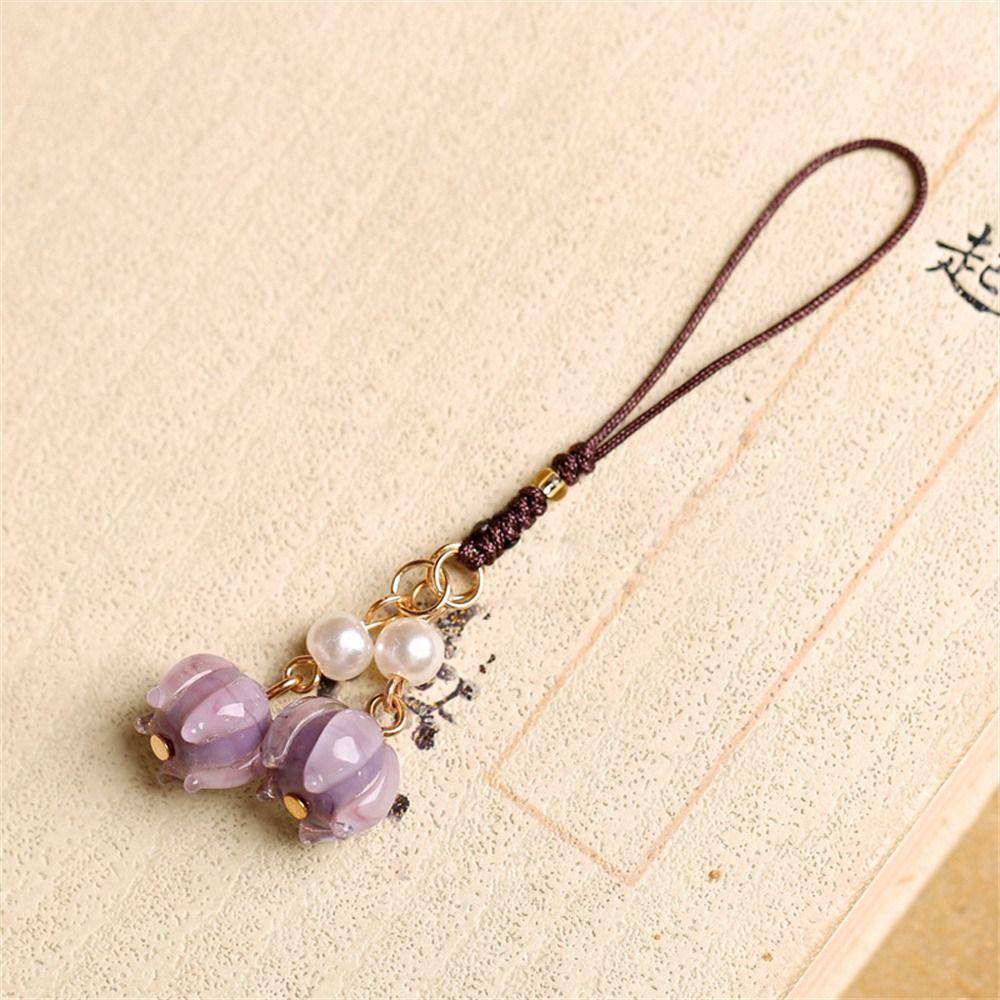 Jewelry Accessories Phone Strap Anti-lost Lanyard Mobile Phone Keychain Orchid Flower Phone Chains