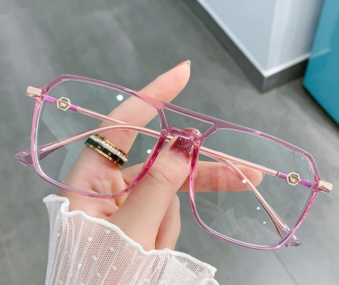 Transparent Pink Square Glasses Frame Luxury Oversized Designer Shades Clear Computer Glasses Women Men Anti Blue Light