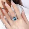Sace Gems Классический Ретро-Стиль Медного Сплава 10*14 мм Синий Циркон Кольцо Женские Ювелирные Изделия Свадьба Обещание Партии Подарок
