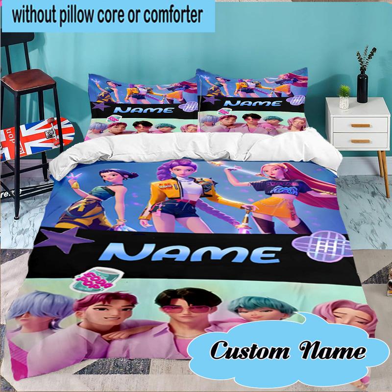 Custom Name 3PCS Fantasy Night Trio K-Pop Bedding Set Including 1pc Duvet Cover And 2pcs Pillowcases for Bedroom, Dormitory Gift Home Decor