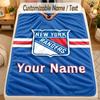 Flannel BlanketNew York Rangers Custom Name Text Personalized Soft Warm Throw Blanket Home Decor Gift