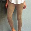 Women's Fashion Casual Solid Color Print High Waist Trousers Pants & Capris