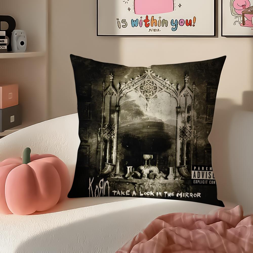 Hot Metal American Band Album Kkorn Cushion Cover Pillowcase Short Plush Invisible zipper Room Sofa Cushion Cover