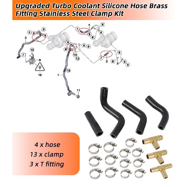 Upgrade Turbo Coolant Line Repair Hose Kit For BMW N63 X5 X6 50iX 550i 650i 750i