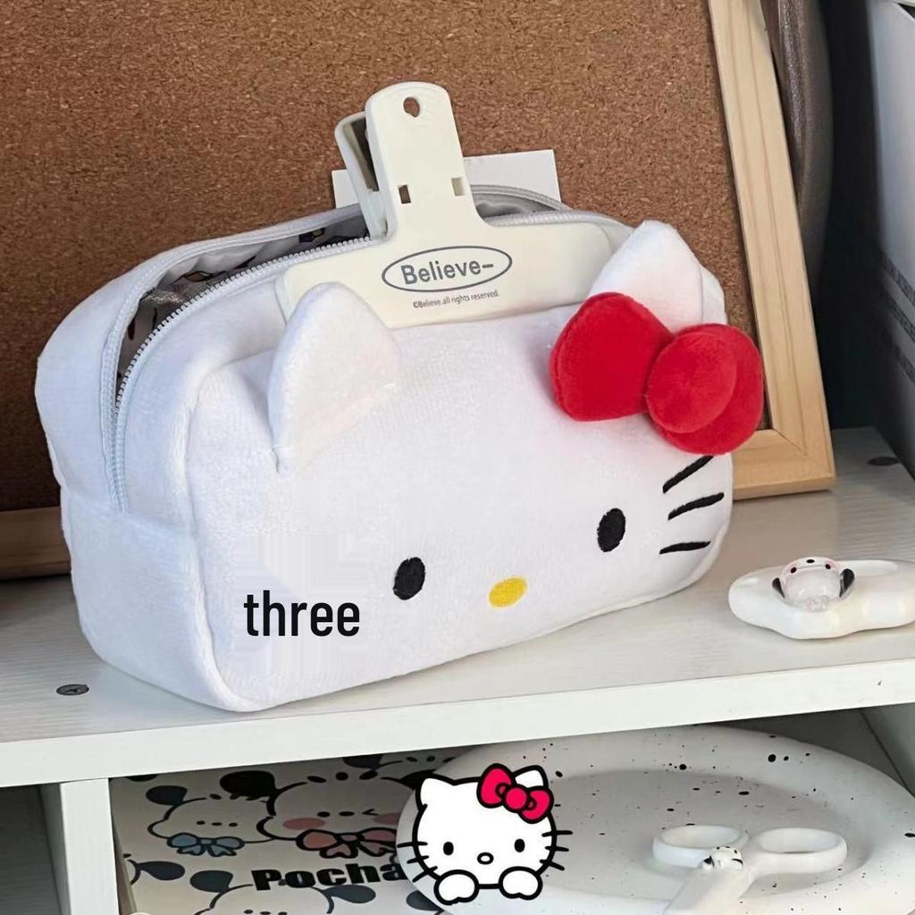 Плюшевая пенал Hello Kitty - Милый японский стиль Мультяшные канцелярские принадлежности и сумка для макияжа