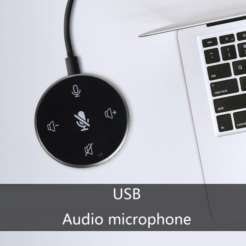 Конференц-микрофон USB Всенаправленный Захват Аудио Спикерфон Сенсорные Кнопки для Выключения Звука/Регулировки Громкости для Стриминга