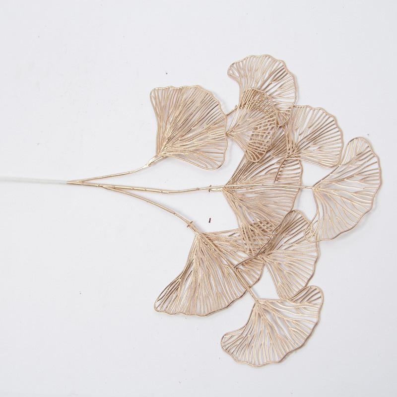 1Pcs Golden Decorative Flower Ginkgo Leaf Plastic Leaf Wood Festival Decoration