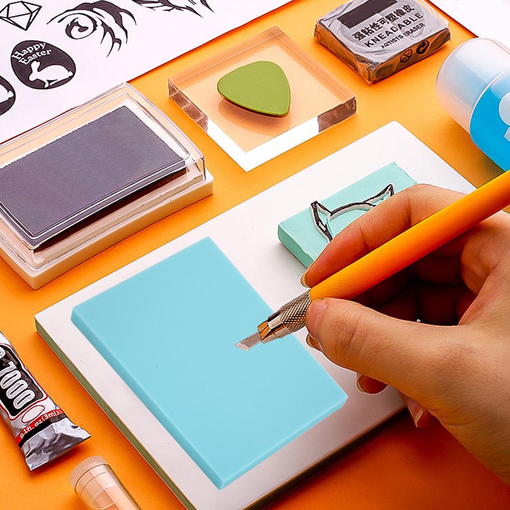 Тонкий резиновый штамп-желе для резьбы для самодельных резиновых штампов, небесно-голубой