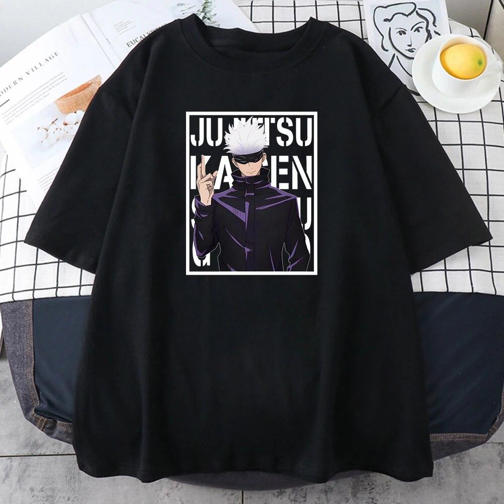Футболки унисекс с принтом Gojo Satoru Jujustu Kaisen, уличная одежда с короткими рукавами, модная футболка в стиле хип-хоп, хлопковая футболка большого размера