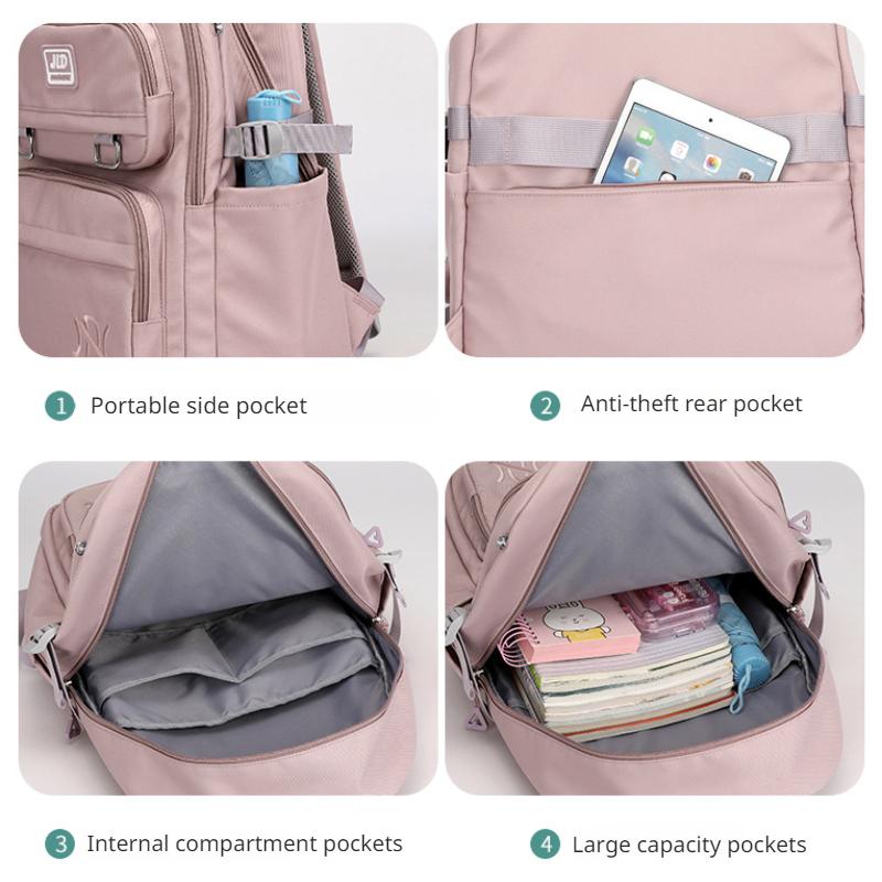 Middle School Student Schoolbags for Girl Commuting Large-capacity Backpacks Fashion Leisure Solid Color Book Bag Ultra-light Waterproof Knapsack