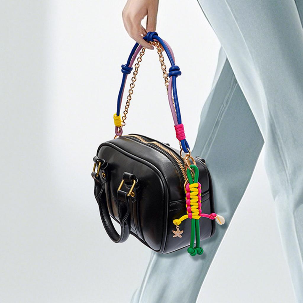 Модный подвесной кулон из ПУ веревки с металлической цепочкой для сумок, ключей и одежды, джинсовый стиль, украшение 2025, модное украшение для сумки