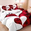 3Pcs Set Red Black Me And You Rose Letters Heart Pattern Printed Quilt Duvet Cover Bedding Set For All Season Bedroom Hotels