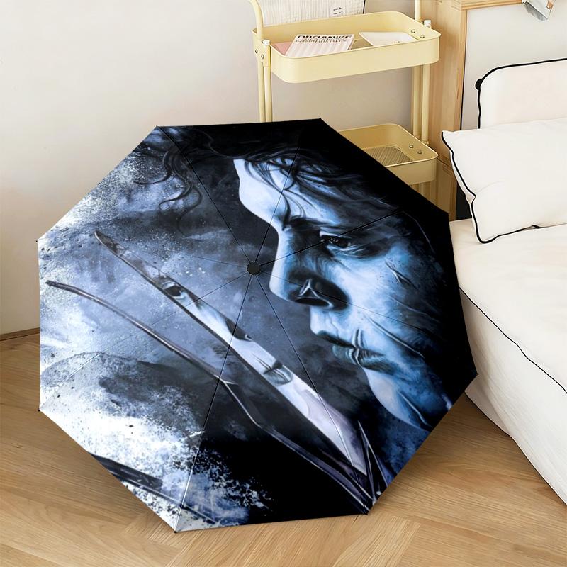 1PC Edward Scissorhands Mugshot Automatic Umbrella - Suitable Travel Outdoor Portable Umbrella Birthday Gift Daily Essentials