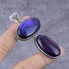 Natural Purple Labradorite Gemstone 925 Sterling Silver Pendant 3.07" H0l91