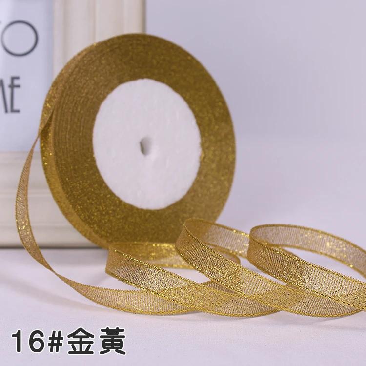 6 мм 10 мм 15 мм 20 мм 25 мм 40 мм 50 мм 25 ярдов Золотые Серебряные Блестящие Ленты Упаковка Свадебных Подарков Рождество Хэллоуин Вечеринка DIY Поделки