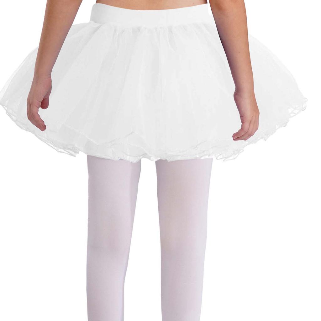 Girls Dance Clothing Elastic Waistband Tutu Mesh Skirt Solid Color Four Layer Dance Skirt