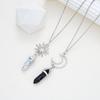2 Pcs Sun Moon Natural Stone Bullet Pendant Necklack For Men Women Lover Hexagon Pillar Quartz Crystal Stone Column Necklaces