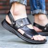 Мужские пляжные сандалии, повседневные кожаные дышащие пляжные сандалии, мужская уличная мягкая и удобная летняя обувь, модные тапочки