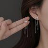Long Bow Tassel Earrings Femininity Muse Internet Celebrity Delicate Diamond Double Face Skinny Earrings