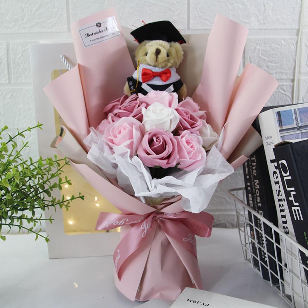 Букет розовых медведей Милый мультяшный медведь Милый мишка Шикарный букет мыльных цветов