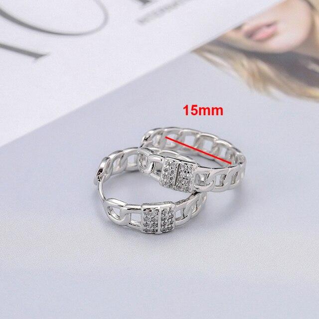 925 Sterling Silver Chain Hoop Earrings Female French Golden Zircon Circle Earrings Wholesale