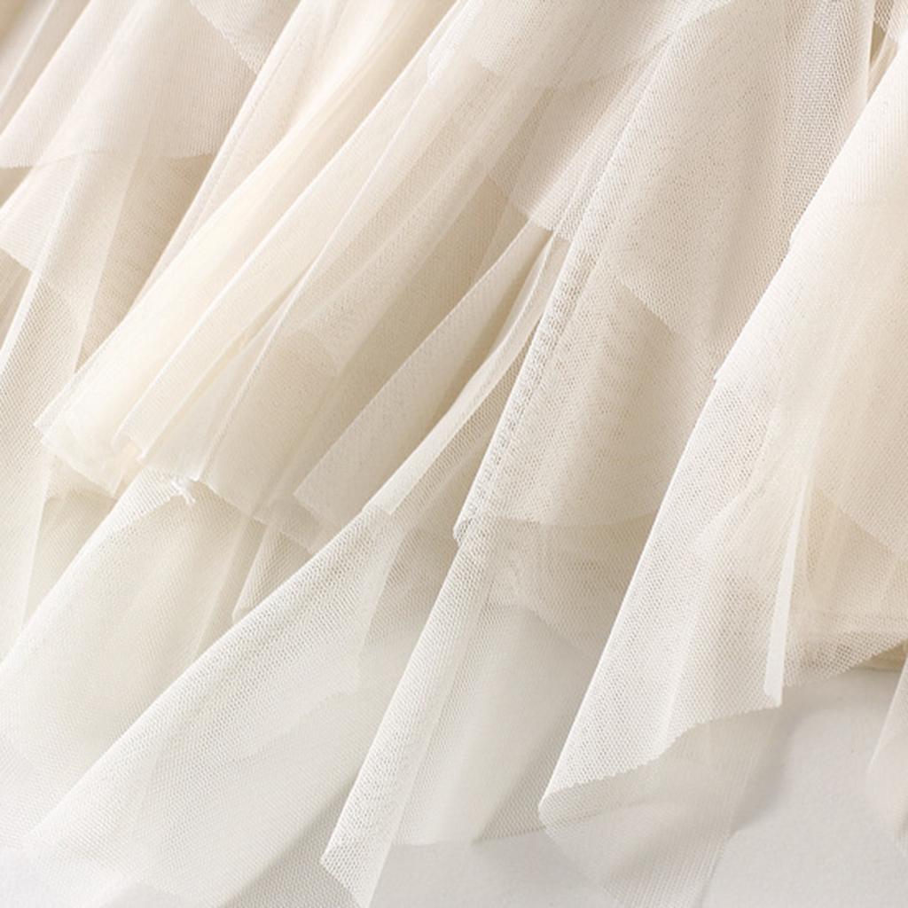 Женская модная повседневная однотонная юбка с высокой талией и оборками из сетки длиной до пола