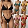 2024 New Solid Color Ribbed Bikini Sexy Thong Swimsuit
